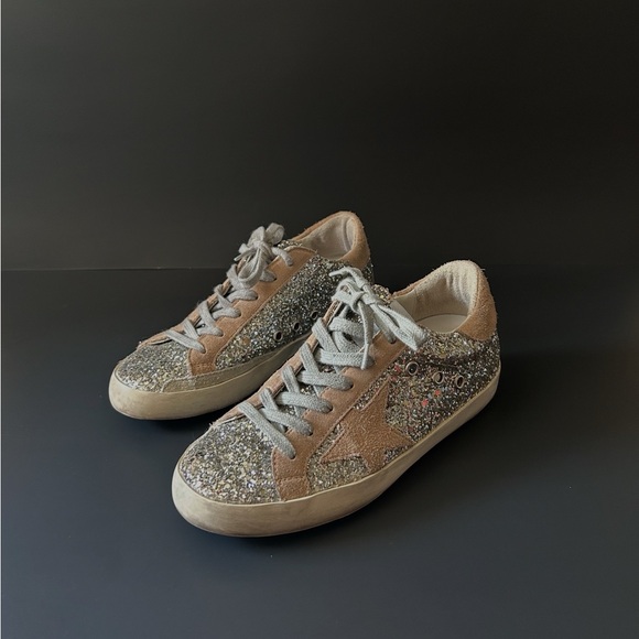 Golden Goose Glittery Brown and Silver Sneakers - Picture 1 of 2